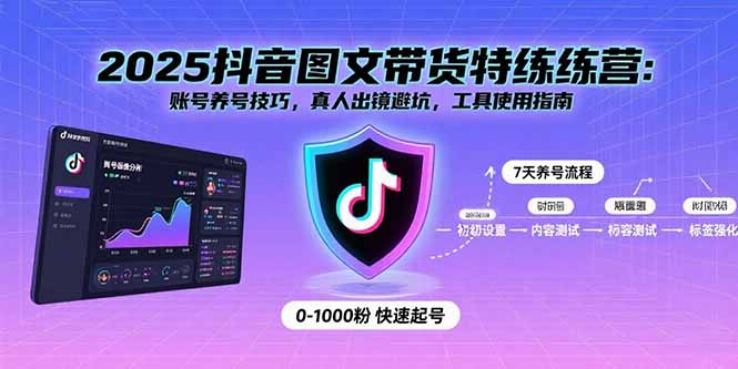 2025抖音图文带货特练营：账号养号技巧，真人出镜避坑，工具使用指南-追梦聊项目