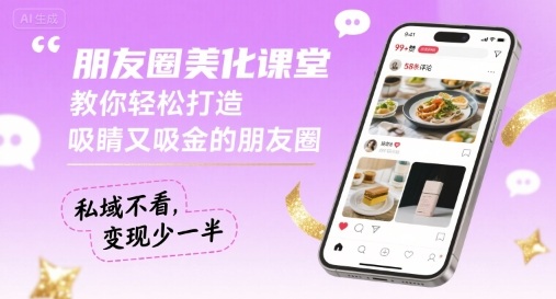 朋友圈美化课堂，教你轻松打造，吸睛又吸金的朋友圈，私域不看，变现少一半-追梦聊项目