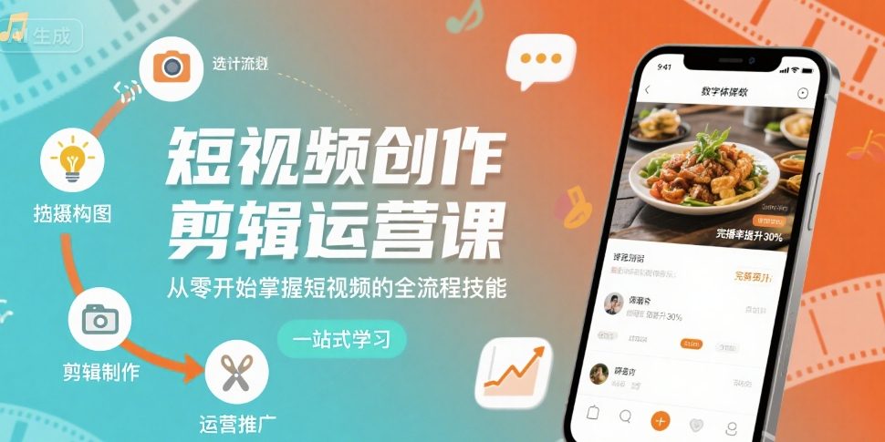 短视频创作剪辑运营课，从零开始掌握短视频的全流程技能-追梦聊项目