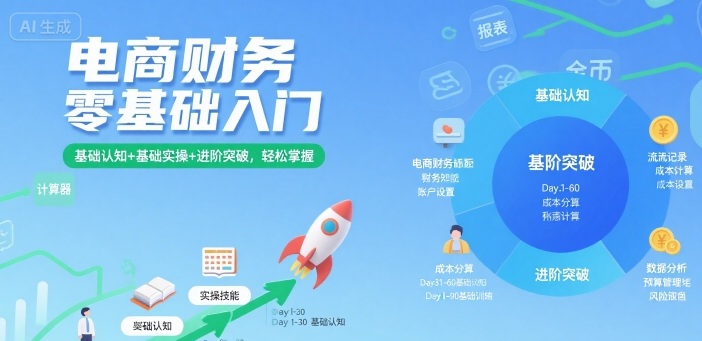 电商财务零基础入门，基础认知+基础实操+进阶突破，轻松掌握-追梦聊项目