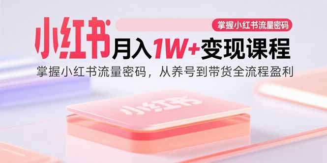 小红书月入1W+变现课程：掌握小红书流量密码，从养号到带货全流程盈利-追梦聊项目