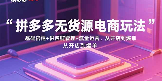 拼多多无货源电商玩法：基础搭建+供应链管理+流量运营，从开店到爆单-追梦聊项目