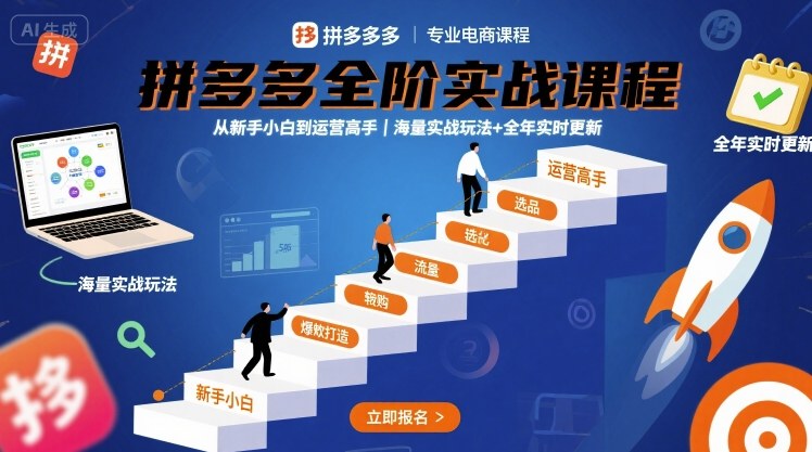 拼多多全阶实战课程，从新手小白到运营高手，海量实战玩法+全年实时更新【2025年9月更新】-追梦聊项目