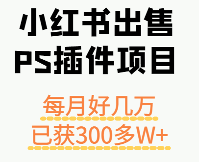 小红书出售PS插件项目，每月都收入好几万，长期操作已获利300多W+-追梦聊项目