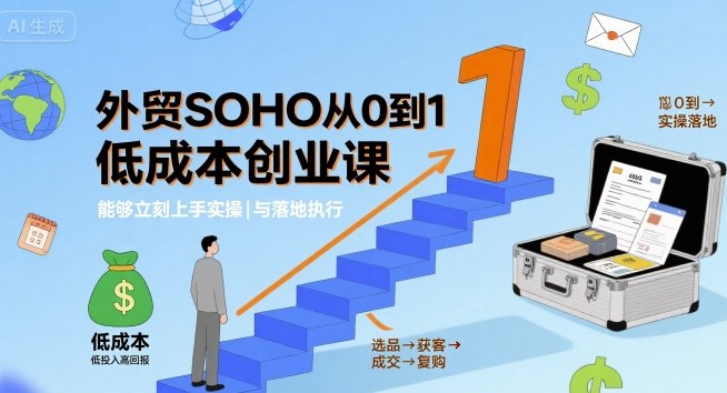 外贸SOHO从0到1低成本创业课，能够立刻上手实操与落地执行-追梦聊项目
