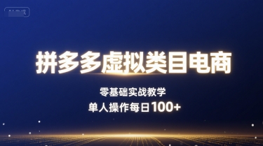 拼多多虚拟类目电商，零基础实战教学，单人操作每日100+-追梦聊项目