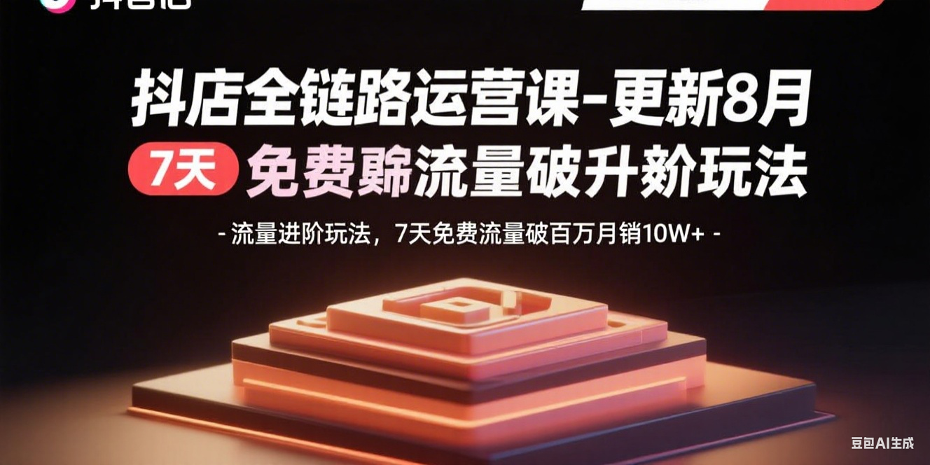 抖店全链路运营课-更新8月：流量进阶玩法，7天免费流量破百万月销10W+-追梦聊项目
