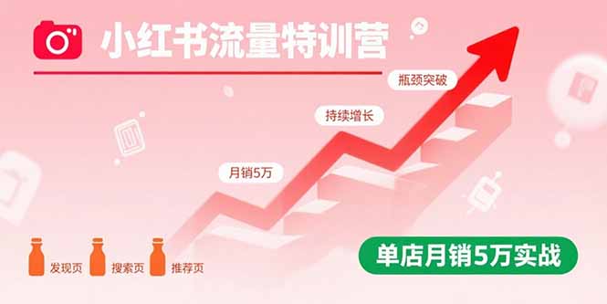 小红书流量特训营：突破流量瓶颈，实现店铺持续增长，单店月销5万实战-追梦聊项目