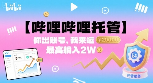 【哔哩哔哩托管】你出账号，我来运营，最高躺入2W【揭秘】-追梦聊项目
