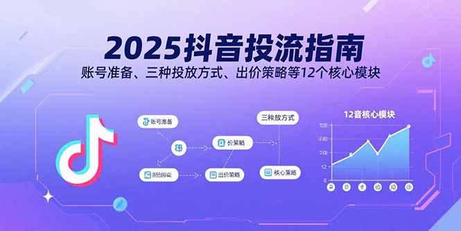 2025抖音投流指南，账号准备、三种投放方式、出价策略等12个核心模块-追梦聊项目