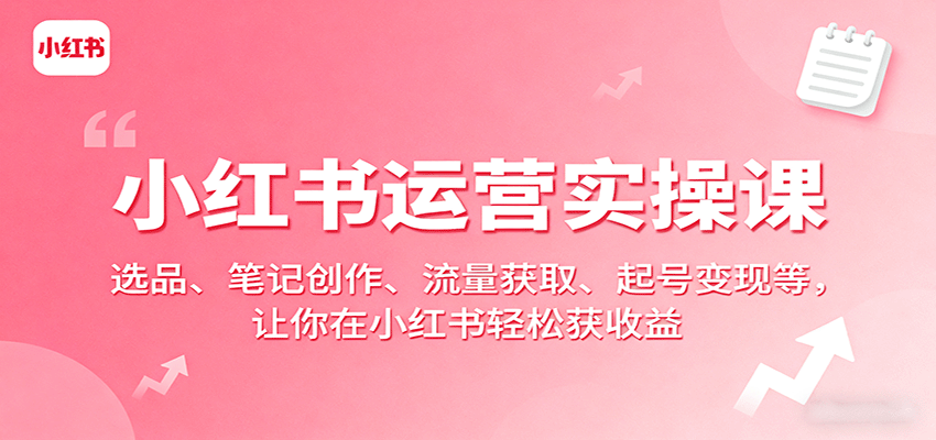小红书运营实操课：选品、笔记创作、流量获取、起号变现等，让你在小红书轻松获收益-追梦聊项目