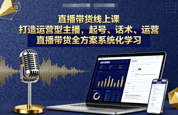直播带货线上课，打造运营型主播，起号、话术、运营，直播带货全方案系统化学习-追梦聊项目