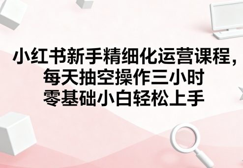 小红书新手精细化运营课程，每天抽空操作三小时，零基础小白轻松上手-追梦聊项目