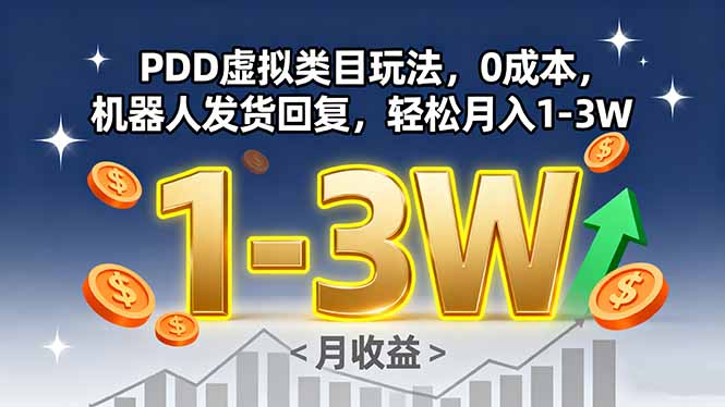 PDD虚拟类目玩法，0成本，机器人发货回复，轻松月入1-3W-追梦聊项目
