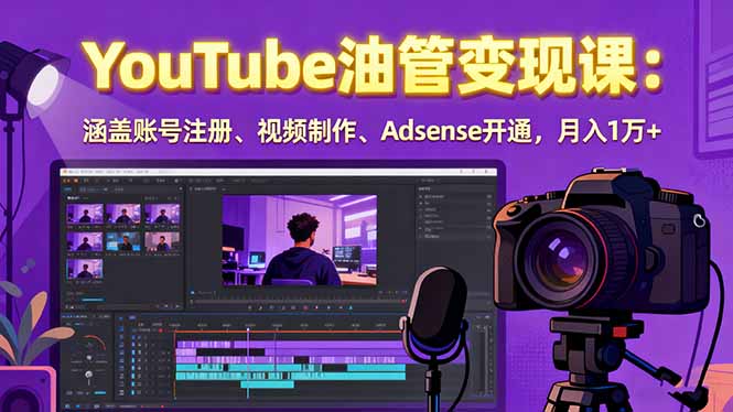 2025YouTube油管变现课：涵盖账号注册、视频制作、Adsense开通，月入1万+-追梦聊项目