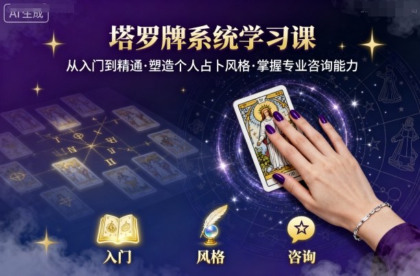 塔罗牌系统学习课，助你从入门到精通，塑造个人占卜风格，掌握专业咨询能力-追梦聊项目