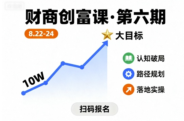 财商创富课第六期8月22-24号，如何从10W起步，一步步实现大目标-追梦聊项目