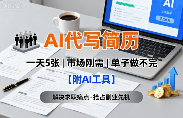 AI代写简历，一天5张，今年找工作难，市场刚需，单子做不完【附AI工具】-追梦聊项目