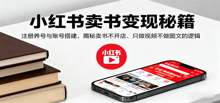 小红书卖书变现秘籍，注册养号与账号搭建，揭秘卖书不开店、只做视频不做图文的逻辑-追梦聊项目