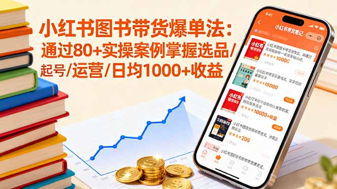 小红书图书带货爆单法：通过80+实操案例掌握选品/起号/运营/日均1000+收益-追梦聊项目
