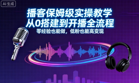 播客保姆级实操教学，从0搭建到开播全流程，零经验也能做，低粉也能高变现-追梦聊项目