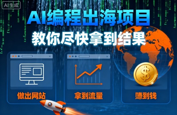 AI编程出海项目，教你尽快拿到结果-做出网站、拿到流量、賺到钱-追梦聊项目