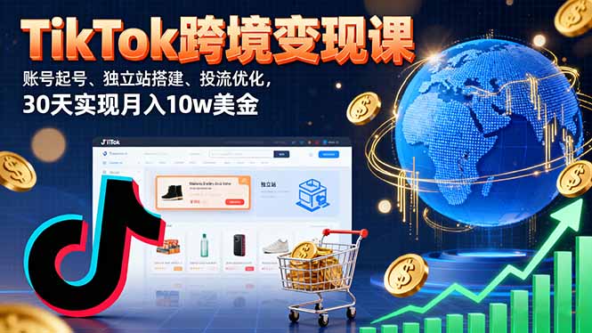 TikTok跨境变现课：账号起号、独立站搭建、投流优化，30天实现月入10w美金-追梦聊项目