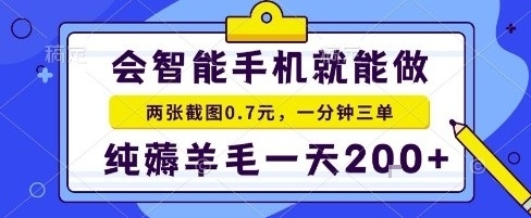 手机项目，二十秒一单，纯薅羊毛一天2张+做就有【揭秘】-追梦聊项目