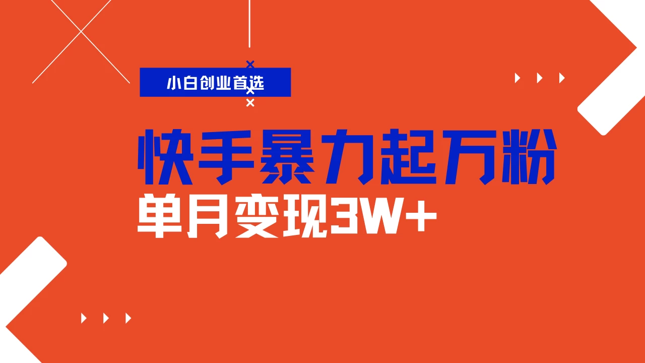 快手起万粉账号，3天一个万粉号，多种变现模式，操作简单无脑复制，小白也能月入过万-追梦聊项目