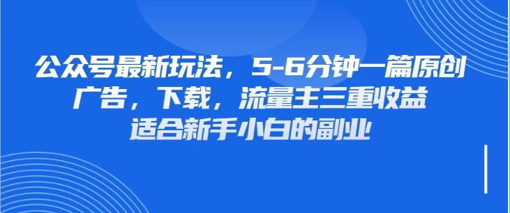 公众号最新玩法，广告，下载，流量主三重收益，非常适合新手小白的项目-追梦聊项目