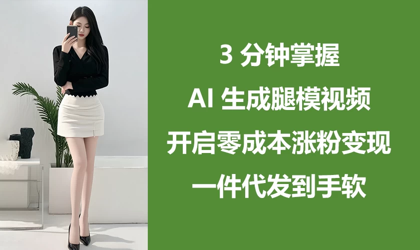 3分钟掌握AI生成腿模视频，开启0成本涨粉变现，一件代发到手软-追梦聊项目