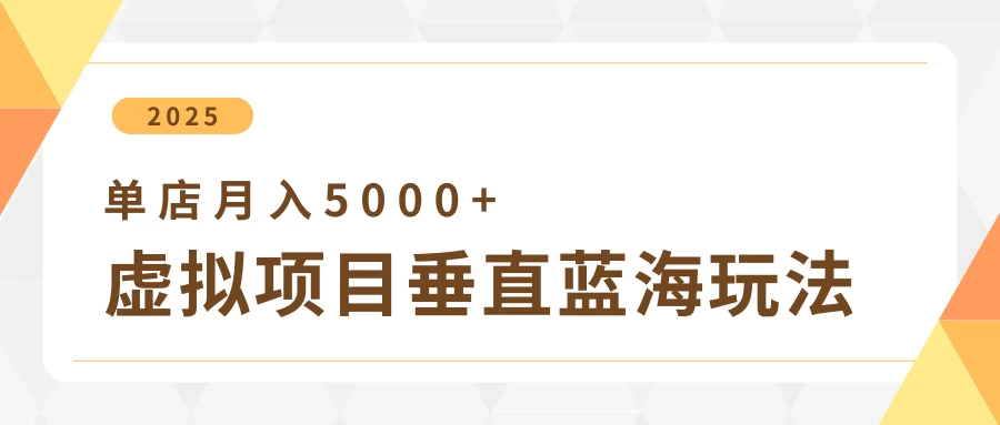 4月虚拟项目垂直玩法，冷门爆品+垂直蓝海，单店月入5000+-追梦聊项目