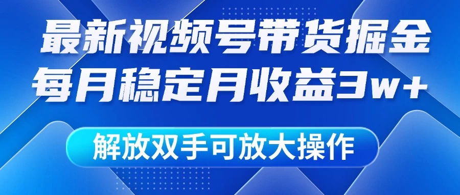 最新视频号带货掘金项目，每月稳定月收益3w+，解放双手，可放大操作-追梦聊项目